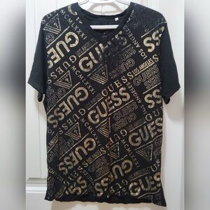 Mens V Neck Guess T Shirt Size Large